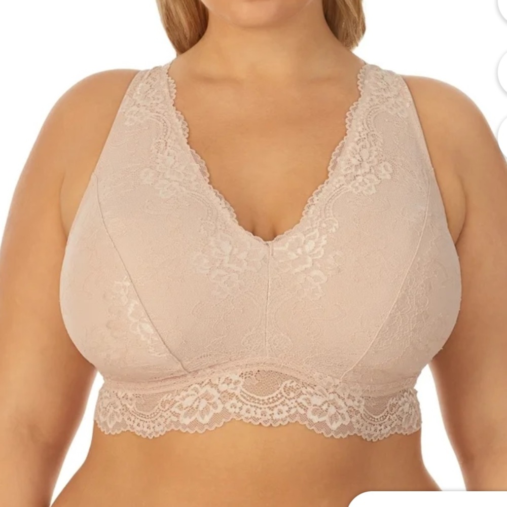 Dream Fit Unlined Lace Bra in the color Suntan in 3X and 4X